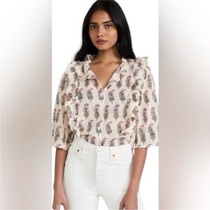 SZ Blockprints Hartley Top in Faded Rose Print Medium